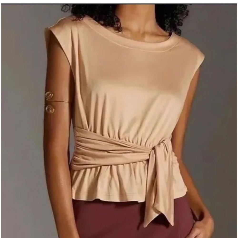 Anthropologie Draped Wrap Tank‎ in Peach Tan size Small